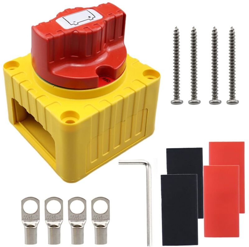 Interruptor de Desconexión de Batería DC 12-48V 300A, para Barcos, Autocaravanas y Camiones, Rojo y Amarillo