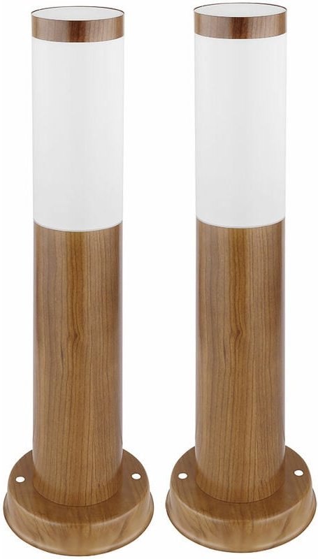 Wegeleuchten Außen Edelstahl Standleuchte Garten Terrassenlampe Außen stehend, holzoptik opal rustikal, 1x E27, DxH 7,6x...