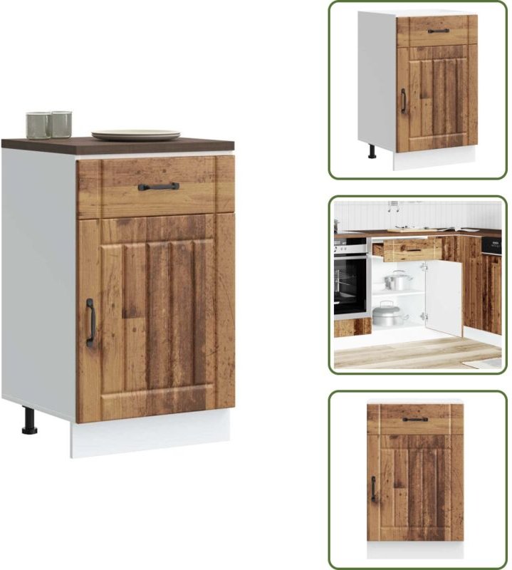 The Living Store Küchen-Unterschrank Lucca Altholz-Optik Holzwerkstoff - Küchenmöbel