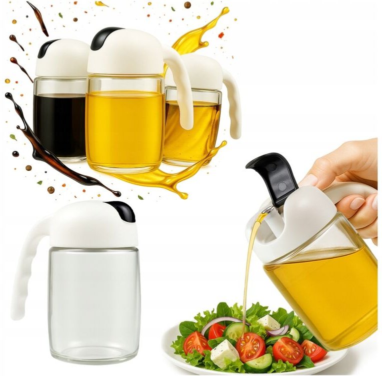 2 x 300 ml Glasspender mit Griff für Öl, Essig und Gewürze