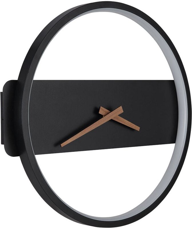 Wanduhr Wandleuchte LED-Hintergrundbeleuchtung Metall Schwarz-matt d 32 cm