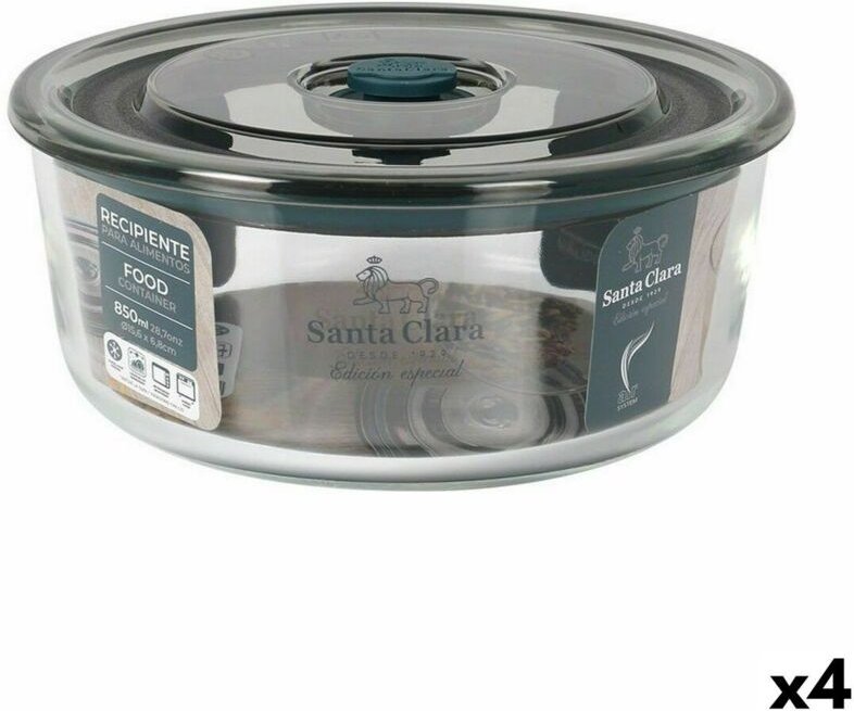 Lunchbox hermetisch Santa Clara Grau 850 ml 15,6 x 6,8 cm (4 Stück)