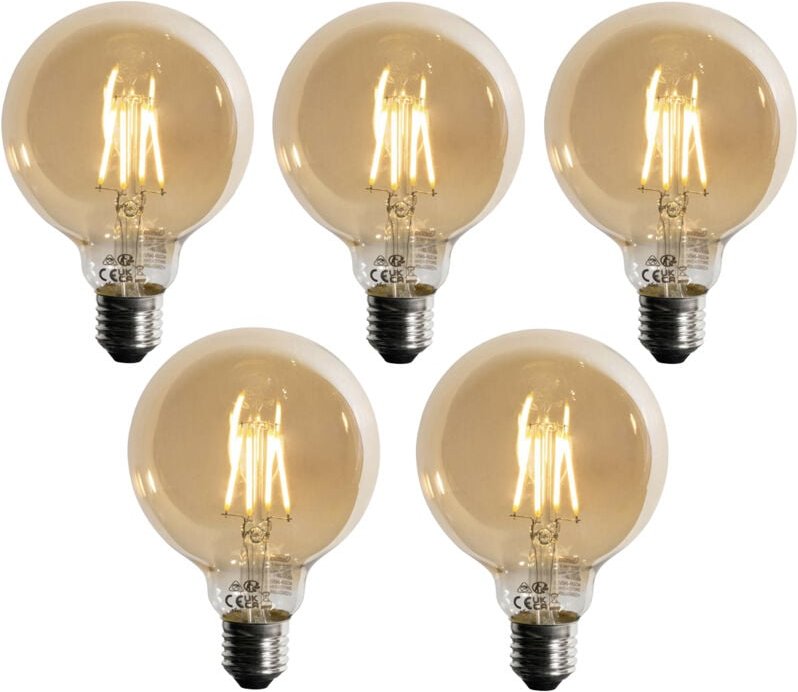 Luedd - Set mit 5 E27 3-Stufen dimmbare LED-Glühbirne Gold G95 4W 450lm 2700K