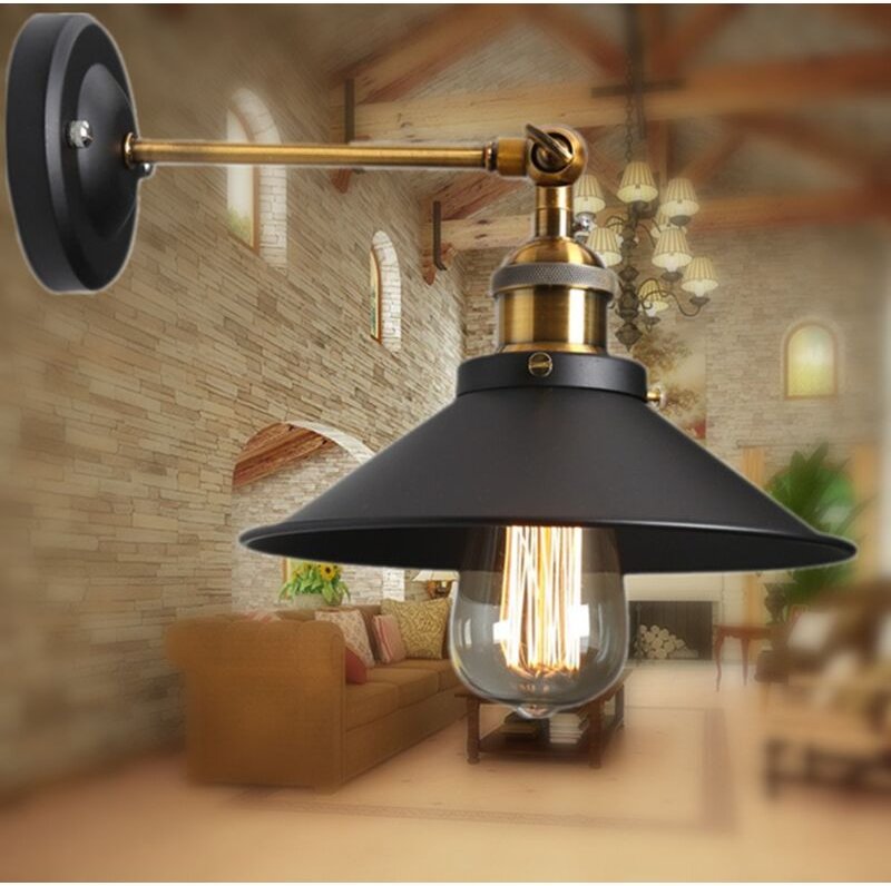 Wandleuchte Industrielle Metall Eisen Wandlampe E27 Retro Verstellbare für Wohnzimmer Schlafzimmer Büro Küche Flur Trepp...