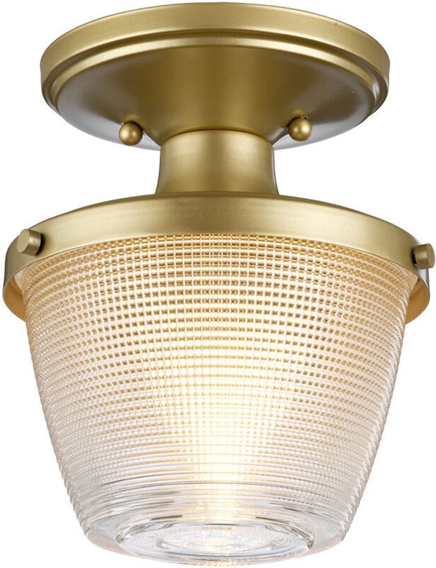 Thumbnail - Elstead Dublin 1 Leichte Semi-Flush-Halterung, lackiertes Naturmessing, IP44, E27