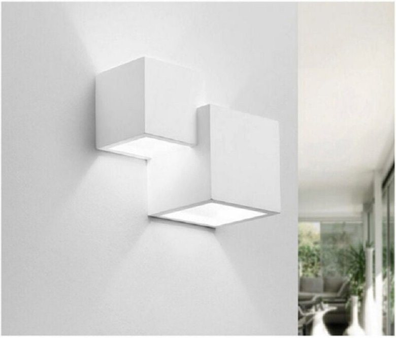 Trade Shop - moderne gips-wandleuchte 2 würfel mit doppelter emission zeitgenössisches licht G9 GS-E74 -