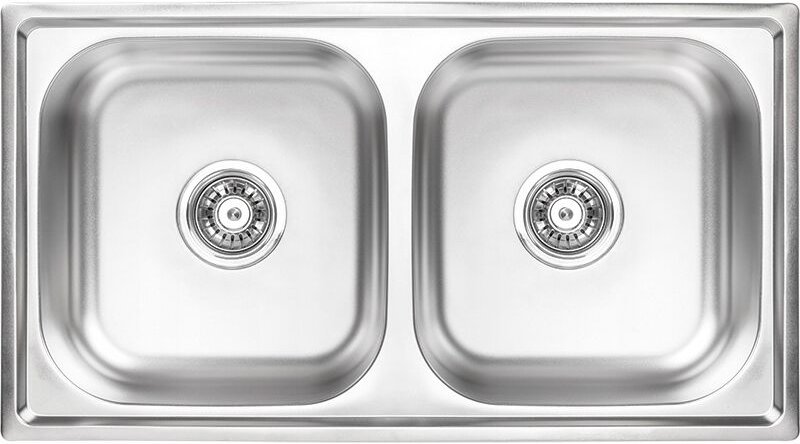 Stahl-Einbauspüle, 2 Becken, 78 x 43 cm