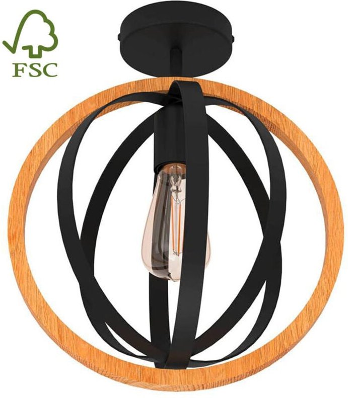 Eglo - Deckenleuchte Basildon schwarz-braun ø 32 cm schwarz, braun Deckenlampen & Kronleuchter