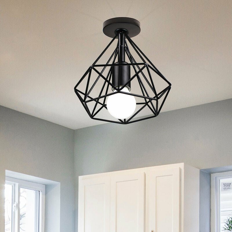 Deckleuchte Diamant Käfig Vintage Industriell Stil Deckenlampe Innen Eisen Lampe E27 Fassung für Wohnzimmer Schlafzimmer...
