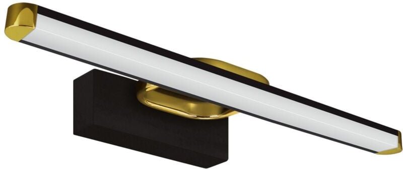 Licht-erlebnisse - Spiegelleuchte Edelstahl led IP44 b: 43 cm in Schwarz Gold länglich neutralweißes Licht 4100 k
