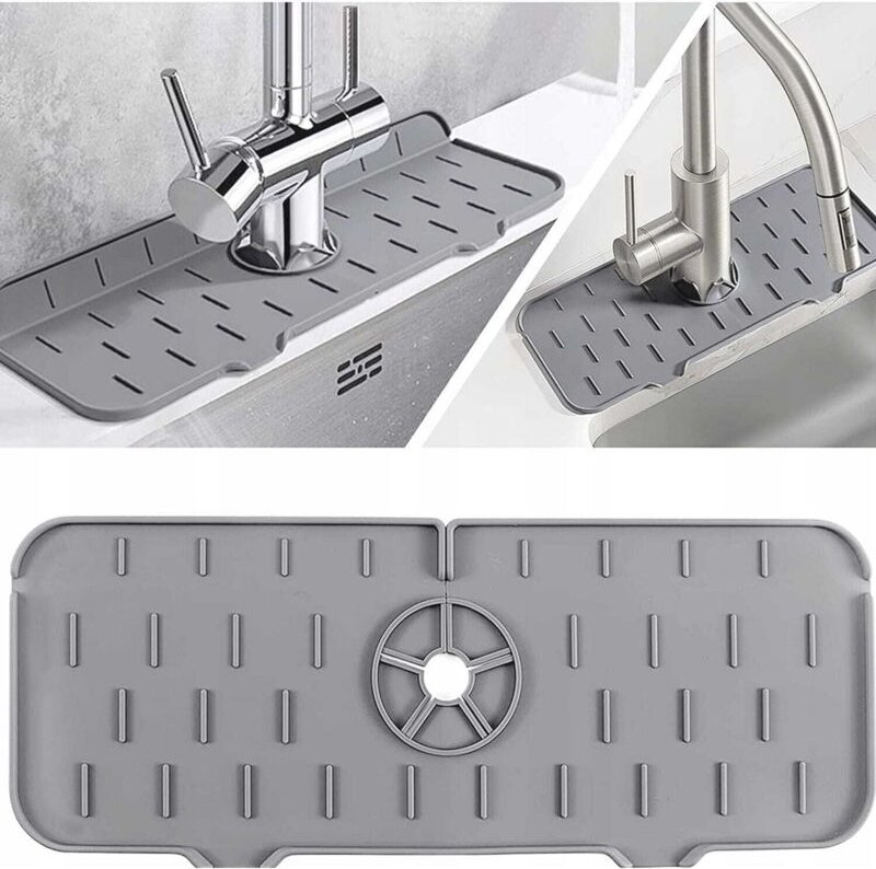 Universal Silikon Abtropfmatte für Spüle 36,5 x 14 cm BRUNBESTE BB-3247 grau