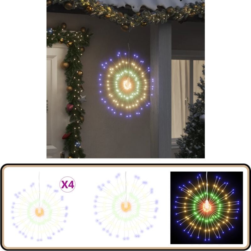 Weihnachtsbeleuchtungen Feuerwerk 4 Stk. 140 LEDs Mehrfarbig - Weihnachtsdekoration - LED-Lichterketten - Feuerwerksbele...