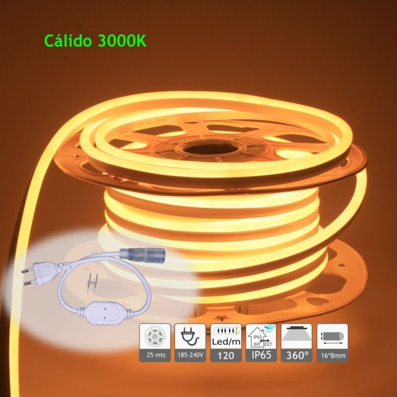 Neón led flex simple cara 120LED/m 3000K 220V exterior 25m - Jandei