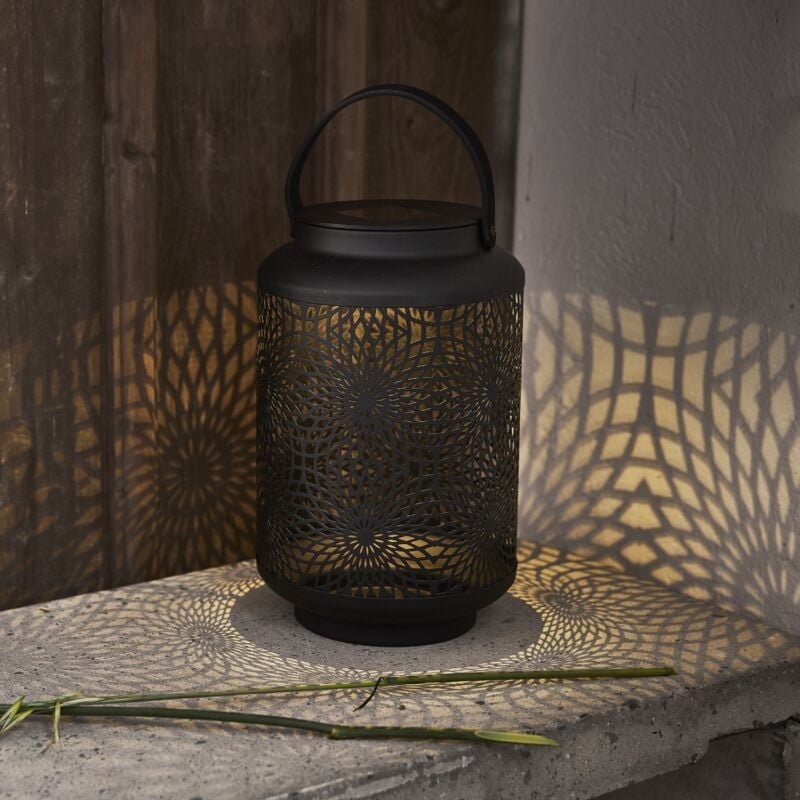 LED-Solar-Dekoration 'Mandala', Laterne, schwarz