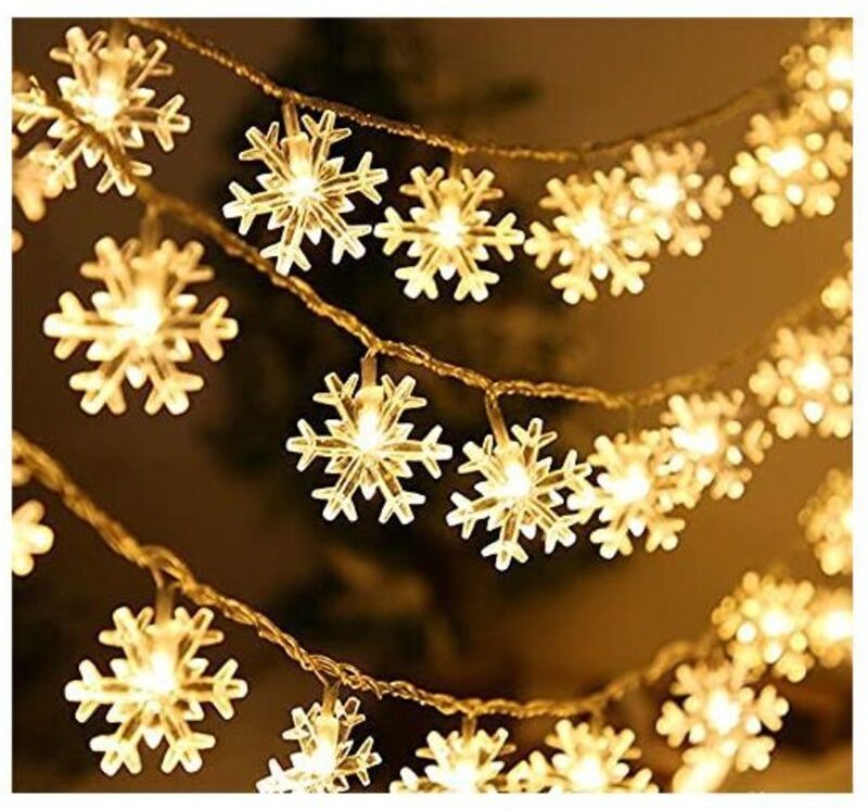 Guirlande Lumineuse,Flocon de neige Guirlande Lumineuse,6M 40 LED Lumières de Noël Intérieur et extérieure,pour Décorati...