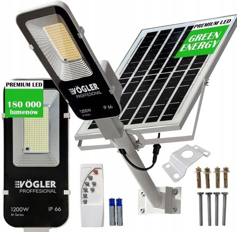 SOLAR-LED-LAMPE LEISTUNGSSTARK VOGLER 1500W mit RADAR-Bewegungs- und Dämmerungssensor