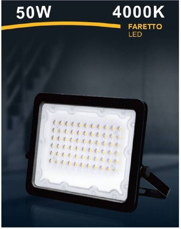 Trade Shop Traesio - Trade Shop - LED-Strahler, 50 w, ultraflacher schwarzer Außenstrahler, natürliches Licht, warm/kalt...