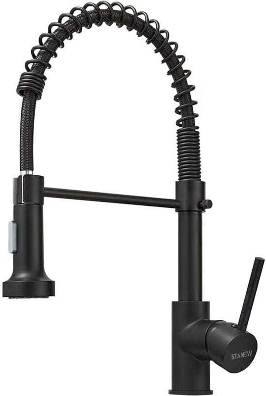 Robinet Cuisine avec Douchette Pivotant à 360° Robinet Cuisine à Ressort 2 Modes de Pulvérisation.(Noir, Large)