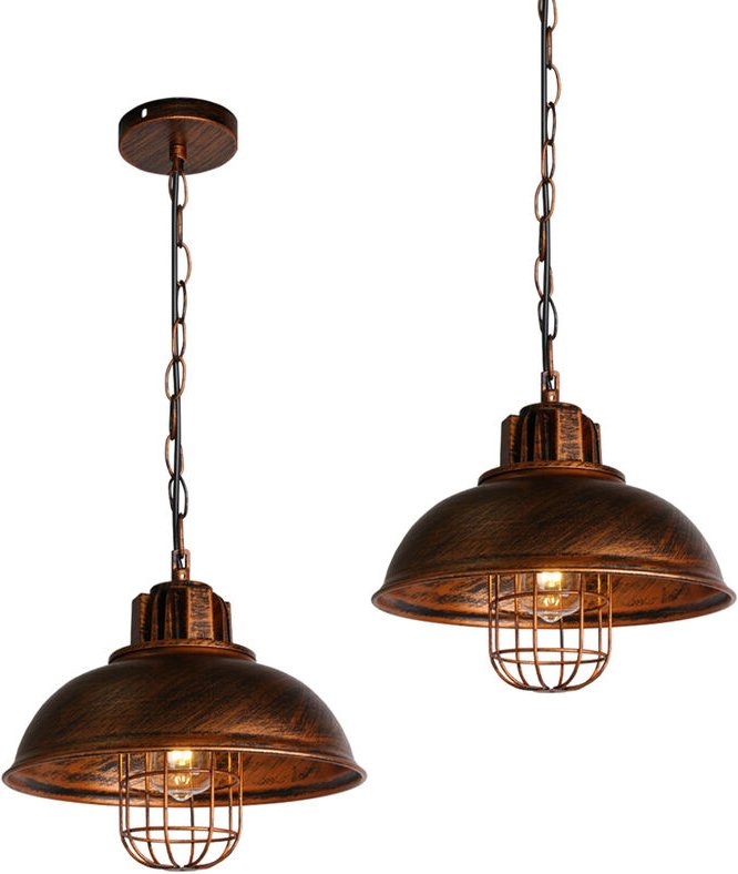 Pendelleuchte, Industrielle Stil Kronleuchter mit Kette, Hängelampe mit Ø33cm Dome Metall Lampenschirm für Wohnzimmer Sc...