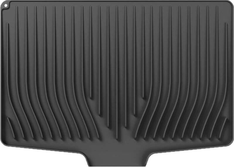 Schräge Silikon-Trockenmatte 48×35 cm, hitzebeständig bis 230°C, für Spüle/Arbeitsplatte, schwarz.