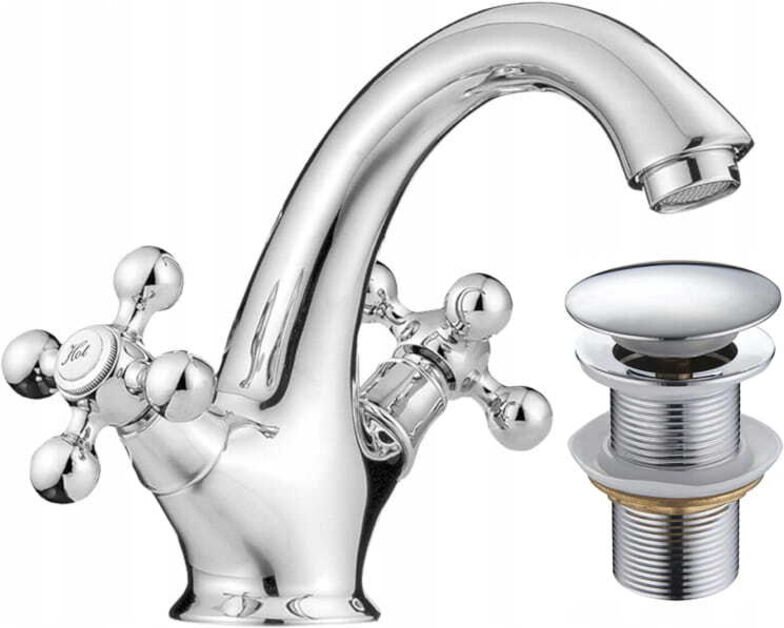 Freistehender Waschtischmischer mit Stopfen für Stilo Retro Chromwaschbecken