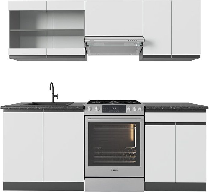 Vicco - Küchenzeile R-Line, Weiß/Anthrazit, 200 cm , ap Anthrazit