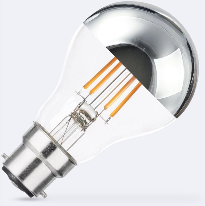 Efectoled - LED-Glühbirne Filament B22 6W 600 lm A60 Chrome Reflect No Flicker 2200K Superwarm