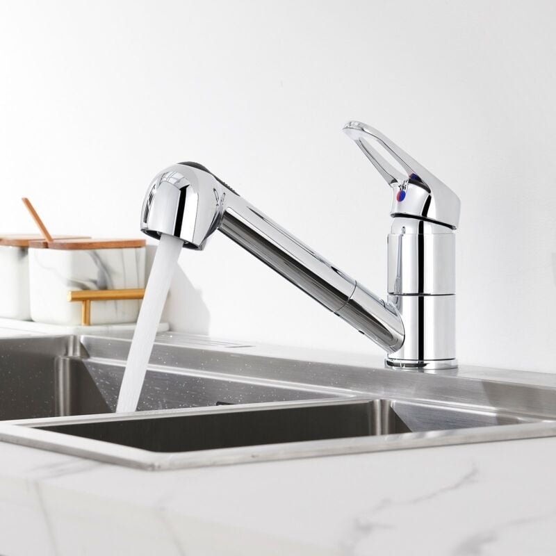 Ausziehbar Küchenarmatur Wasserhahn Küche Spültischarmatur 360° schwenkbar Einhandmischer Mischbatterie mit 2 Strahlarte...