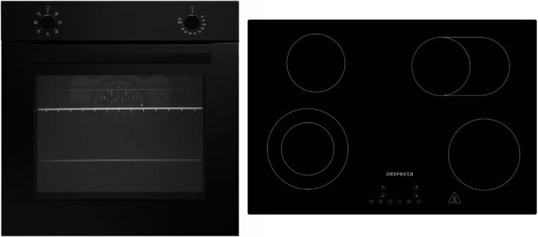 Backofen Herd Matt Schwarz Kochfeld Glaskeramik 77cm autark rahmenlos Respekta