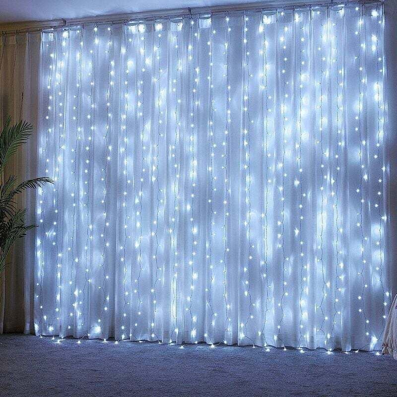 Lichterkette mit 300 LEDs, 8 Leuchtmodi, für Zuhause, Fenster, Valentinstag, Hochzeit, Geburtstag, Party, Weiß