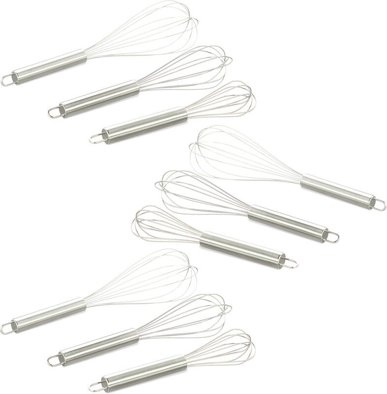 9er Set Schneebesen, Edelstahl Handschneebesen, professionelle Ballonschneebesen, Rührbesen in 8 Zoll, 10 Zoll, 12 Zoll