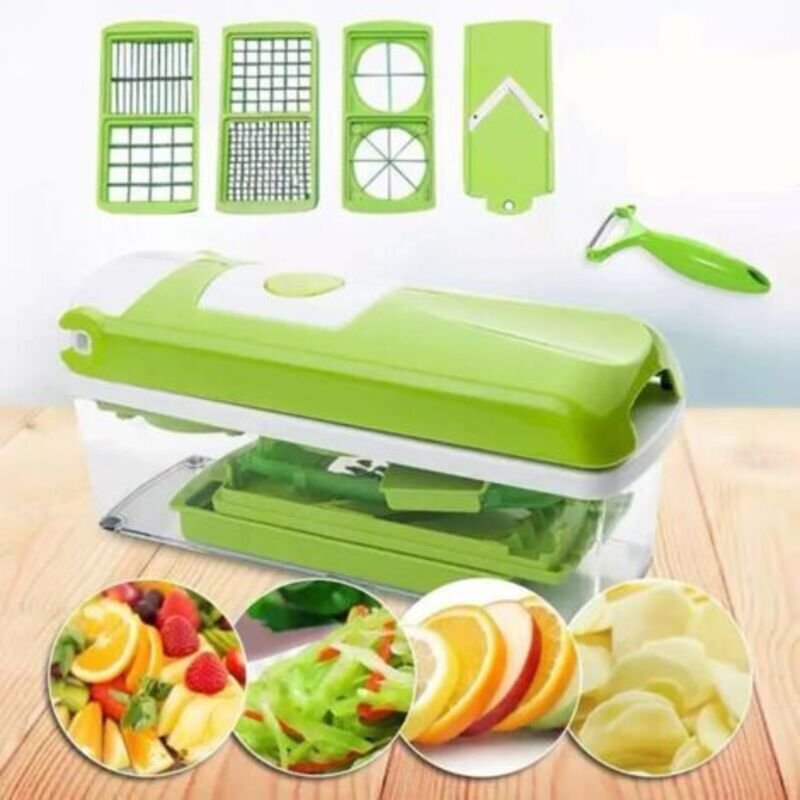 Weitere Küchenaccessoires, Genius Nicer Dicer Smart (12-teilig) in Grün - Gemüseschneider für Würfel, Stifte, Scheiben, ...