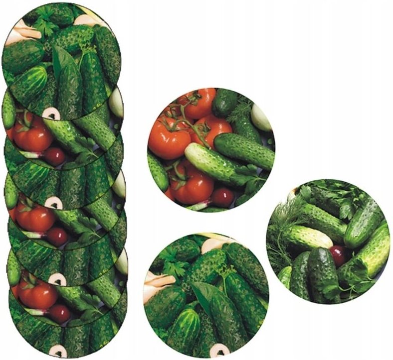 Set mit 10 Deckeln für Einmachgläser, Durchmesser 66 mm, Gurkenmotiv, 4 Haken