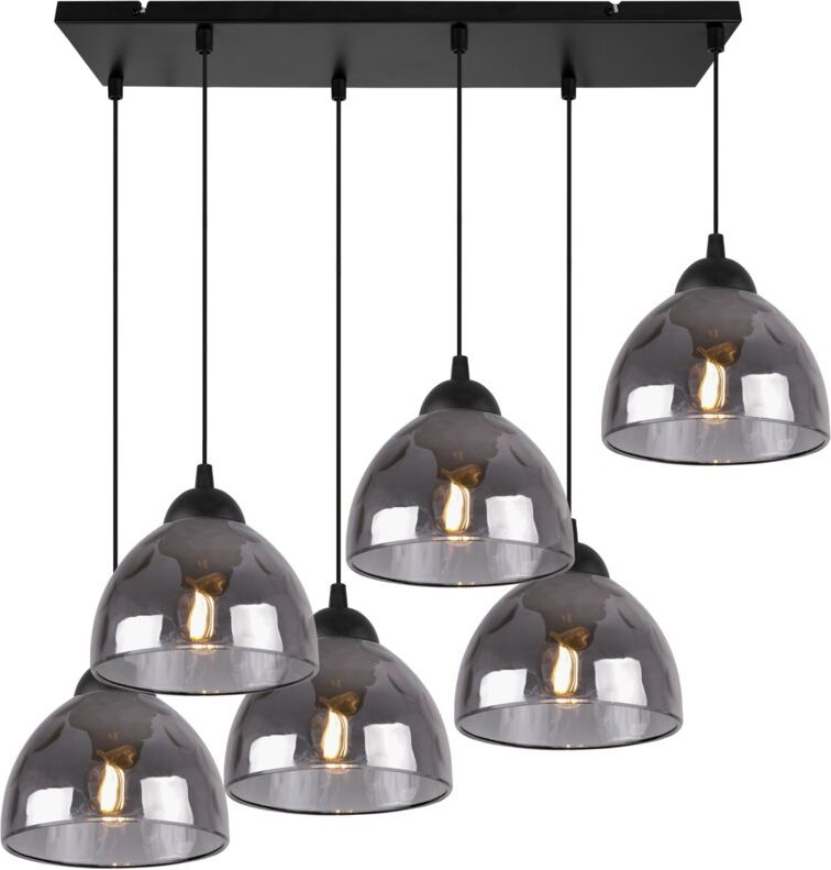 Venice Hängelampe 6 Flache Graphit-Lampenschirme E27