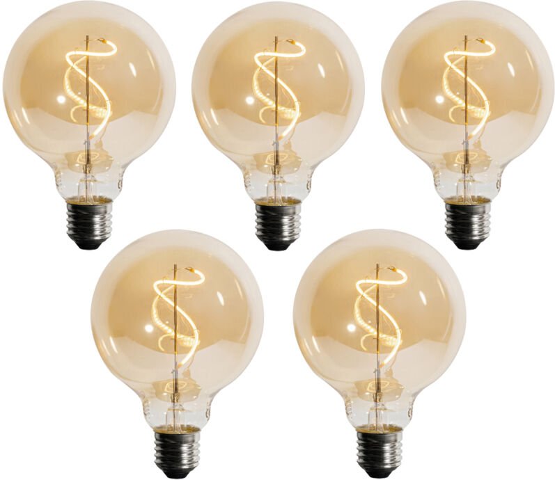 Luedd - Set mit 5 E27 dimmbare led Spiral Filament G95 4W 270lm 2200K