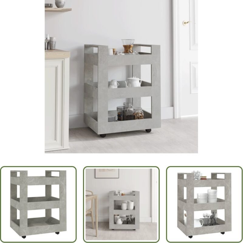 vidaXL Holzwerkstoff - Küchenwagen Betongrau 60x45x80 cm Holzwerkstoff