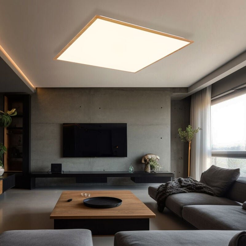 Globo - Deckenpanel Deckenleuchte Aufbaupanel Designleuchte Wohnzimmerleuchte in Holzoptik, Aluminium Kunststoff, 1x led...