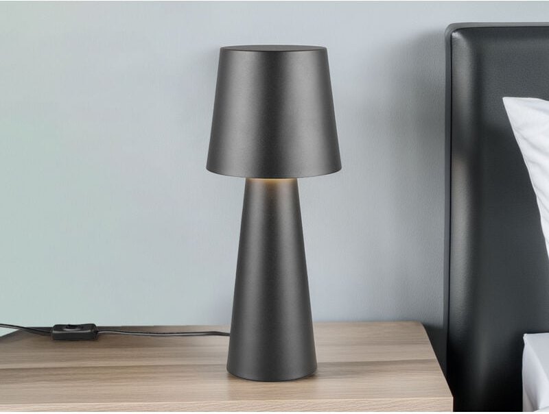 Große led Tischleuchte aus Metall Schwarz, Höhe 40cm