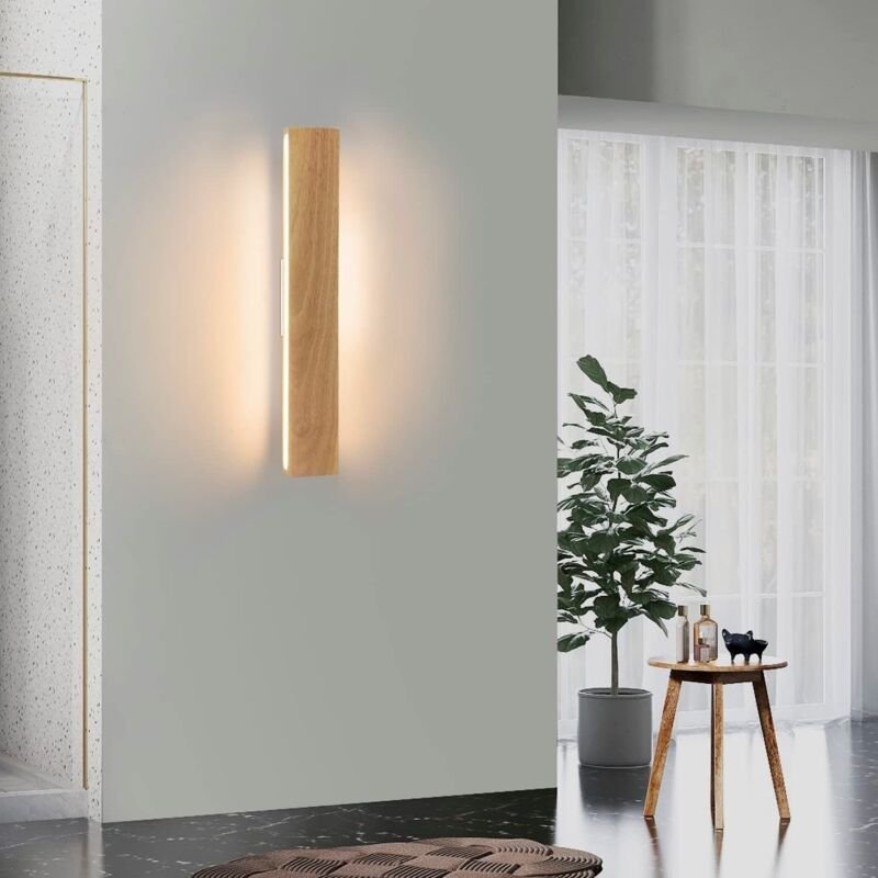 Led Wandlampe innen Wandleuchte: 52CM Holz Modern Flurlampe Up und Down Design 17W Treppenhauslampe Indirekt 3000K Warmw...