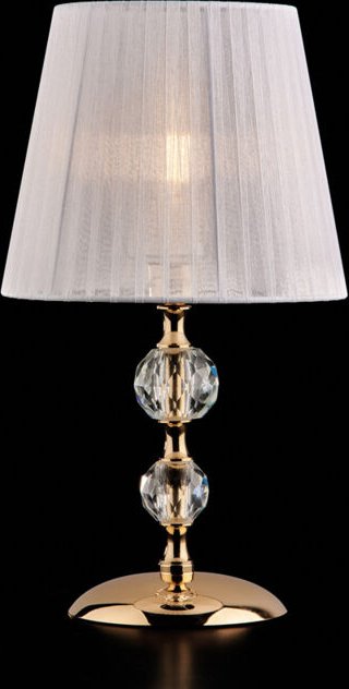 Ruben – 1-flammige Tischlampe aus vergoldetem Eisen und Kristall mit Lampenschirm H.36 – Ø20 – BL267-LT-OR