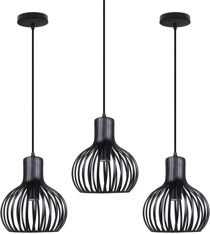 Pendelleuchte, Stil Industral Hängeleuchte, Kronleuchter mit Käfig E27 Beleuchtung für Wohnzimmer Esszimmer - Single 3PC...