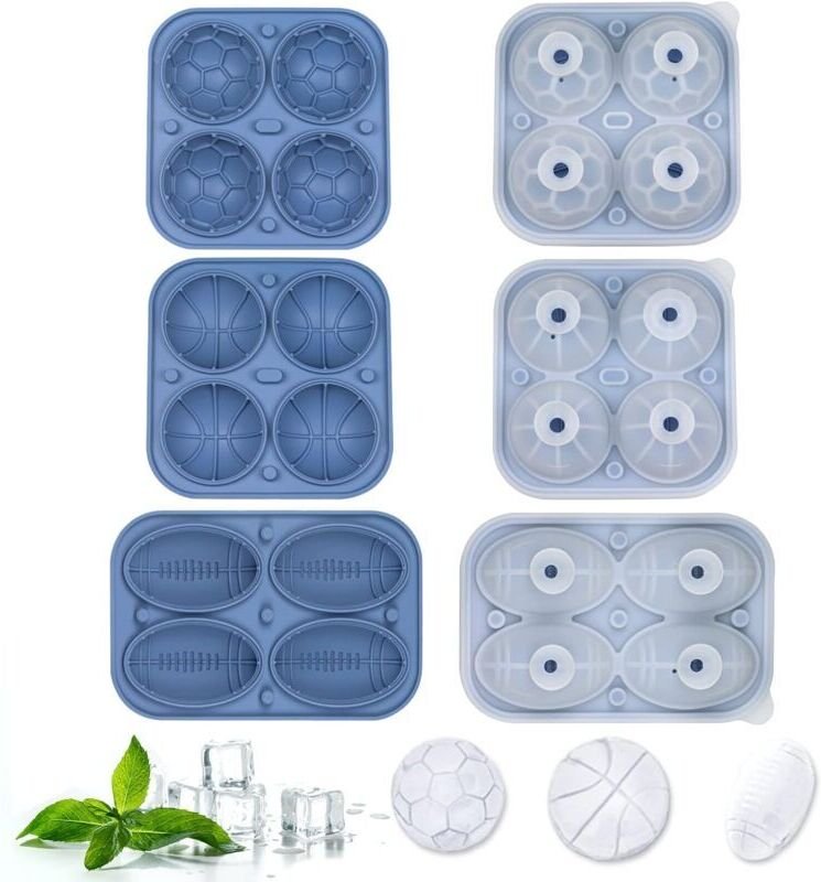 Silikon-Eiswürfelform, Eiswürfelform mit Deckel, Eiswürfelkugeln, 3er-Pack wiederverwendbare große Form