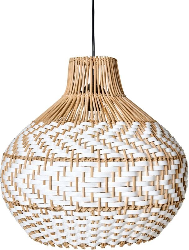 Beliani - Pendelleuchte mit weißem Rattenschirm und Eisenrahmen Boho-Stil