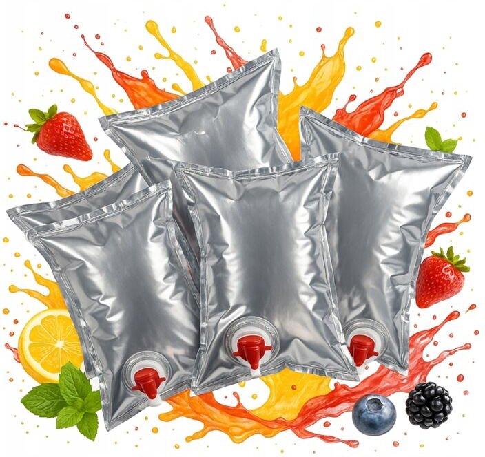 50 x 3-Liter-Saftbeutel mit Zapfhahn, metallisiert, robust, im Karton verpackt