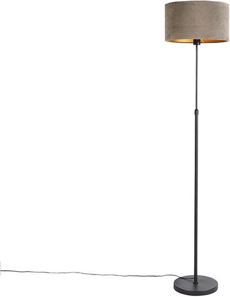 Stehlampe schwarz mit Samtschirm taupe mit Gold 35 cm - Parte