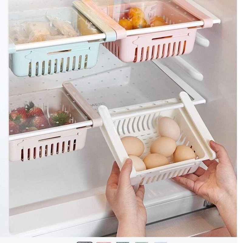 4er-Pack ausziehbare Kühlschrank-Organizer für Kühl- und Gefrierschubladen