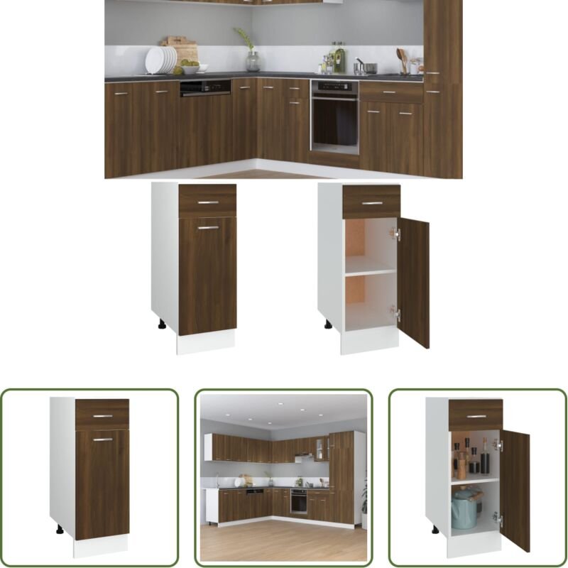 vidaXL Schrank für Küche - Unterschrank mit Schublade Lyon Braun Eichen-Optik 30x46x81,5 cm