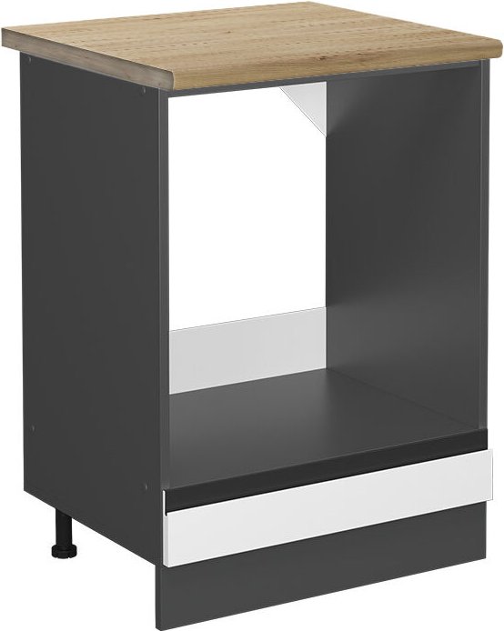 Vicco - Herdumbauschrank R-Line, Weiß, 60 cm , ap Eiche