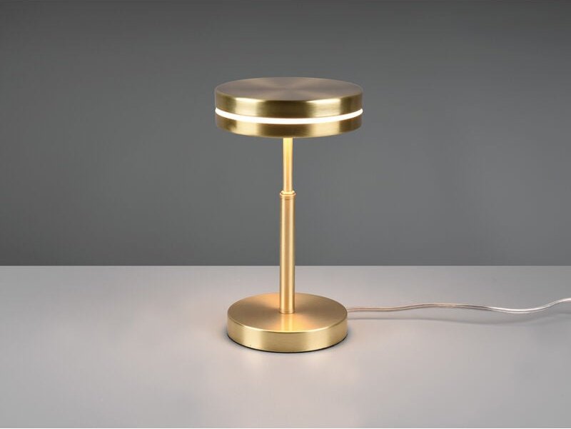 Kleine led Tischleuchte franklin rund Messing, Höhe 25cm