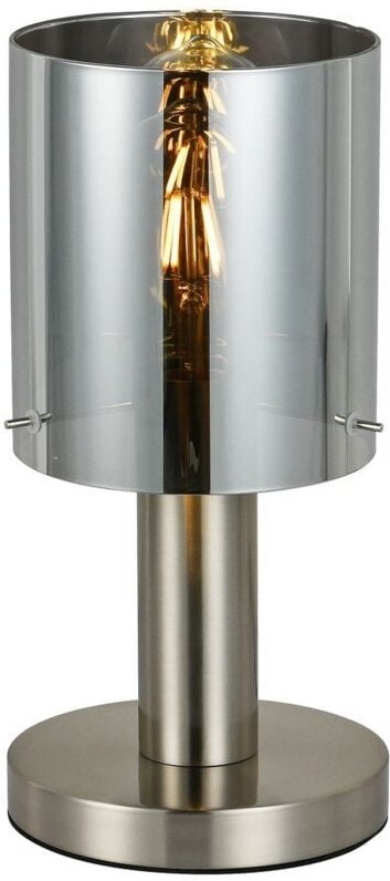 Sardo - Moderne Tischlampe Satin Nickel 1 Light mit Smoky Shade, E27 - Italux